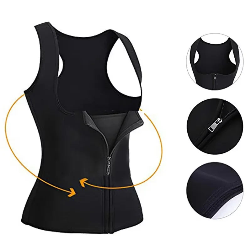 Women Sweat Waist Trainer Vest Slimming Corset for Weight Loss Body Shaper Sauna Compression Shirt Belly Girdle Tops Shapewear