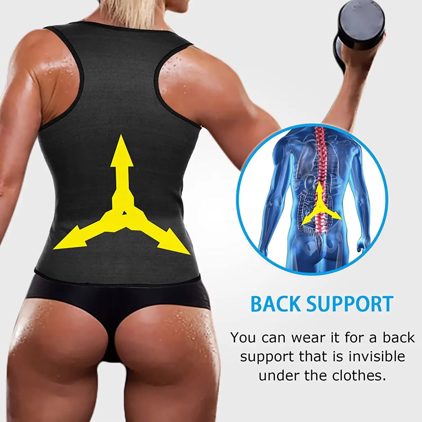 Women Sweat Waist Trainer Vest Slimming Corset for Weight Loss Body Shaper Sauna Compression Shirt Belly Girdle Tops Shapewear
